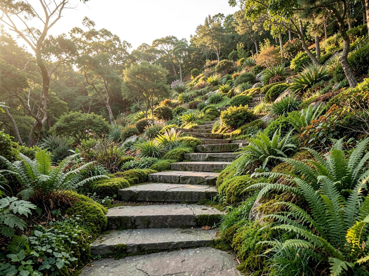 Hillside stone stairway